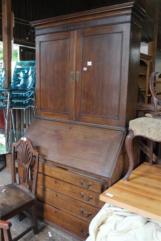 George III oak bureau bookcase